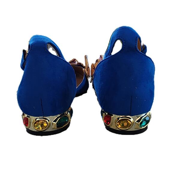NUYG Blue 3D Butterfly Appliqué Faux Suede Gem Embellished Flats 9 - Picture 8 of 12